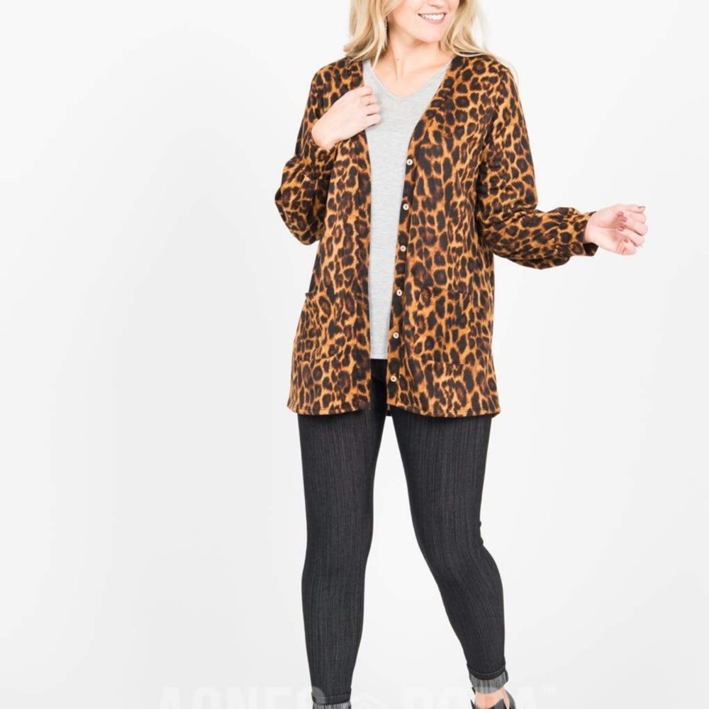 Agnes & Dora Blouson Cardigan animal print